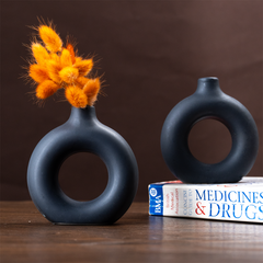 Unique Matte Color Ceramic Donut Vase