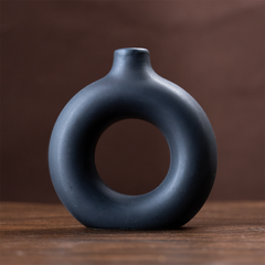 Unique Matte Color Ceramic Donut Vase