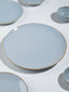 Light Blue Ceramic Dinner Plate with Rustic Gold Rim Finish