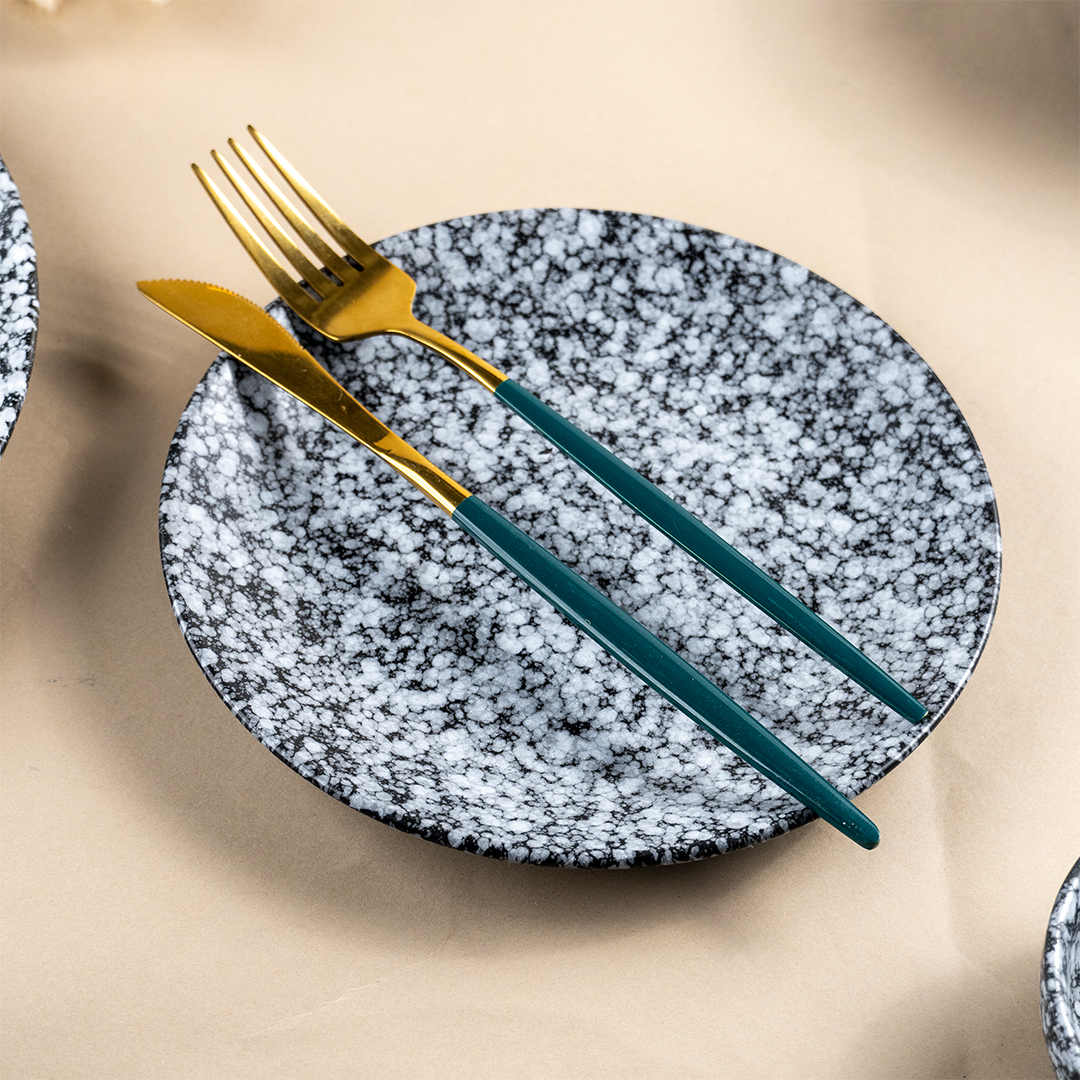 Black and White Speckled Ceramic Dinnerware - Set of 23