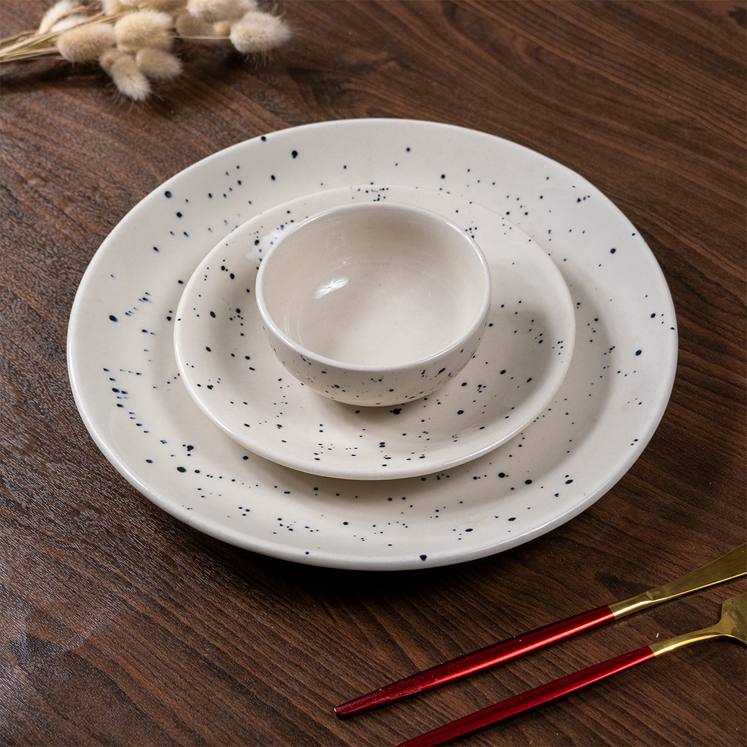 Speckled White Minimalist Ceramic Dinnerware Set of 20
