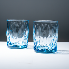 Ocean-Blue Textured Whiskey Glasses - Set of 6