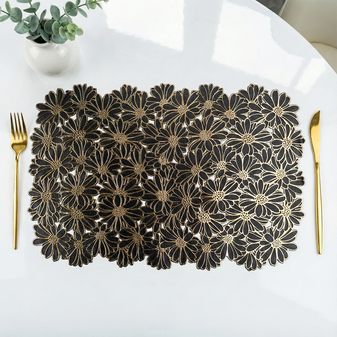 Elegant Black & Gold Table Mat - Set of 2 & 6