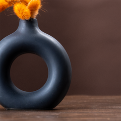 Unique Matte Color Ceramic Donut Vase