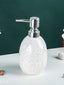 White and Gray Speckled Ceramic Soap Dispenser