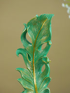 Green Leaf-Inspired Decorative Sculpture with Golden Accents
