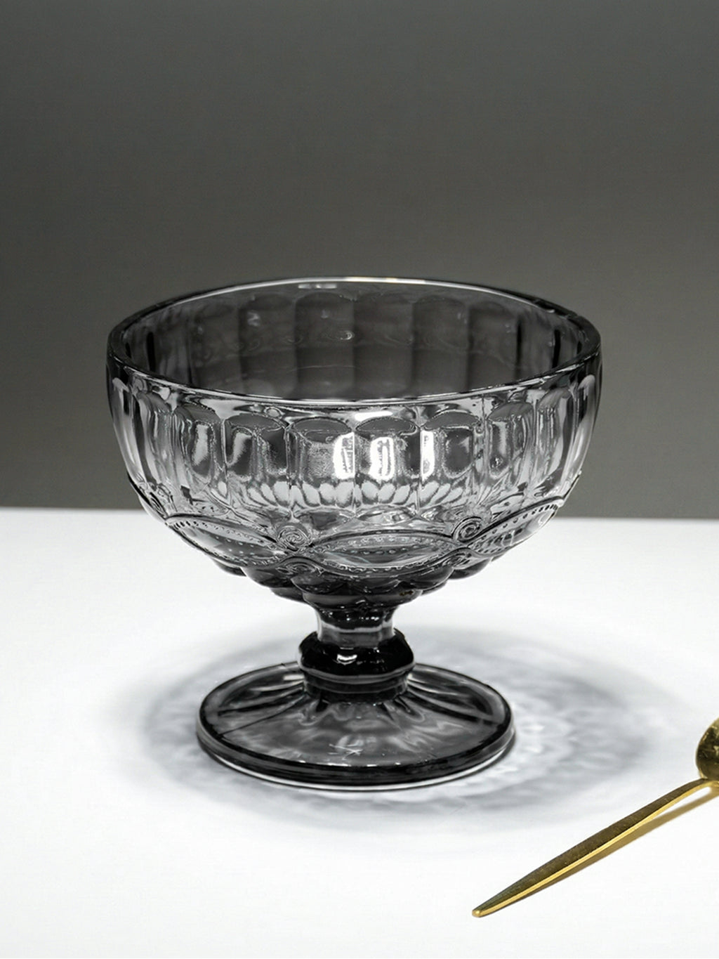 Vintage Smoky Grey Embossed Dessert Cups - Set of 6
