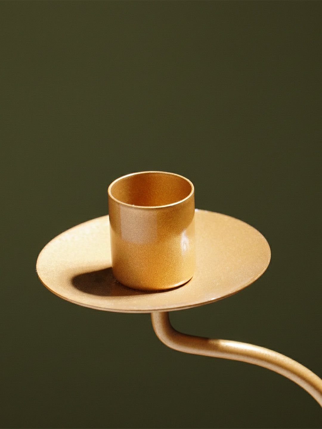Brass Candle Holder with Curved Stem Secondary image