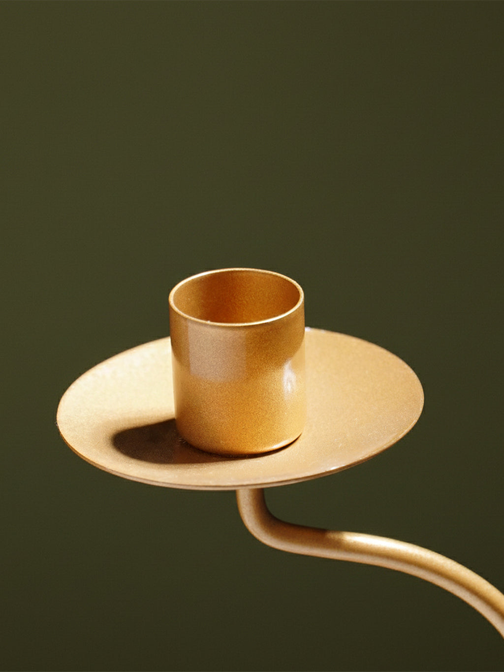 Brass Candle Holder with Curved Stem