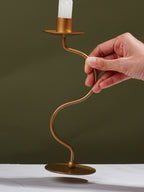 Brass Candle Holder with Curved Stem