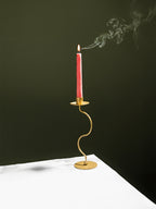 Brass Candle Holder with Curved Stem
