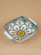 Green & Orange Meadow Square Ceramic Bowls Set of 2