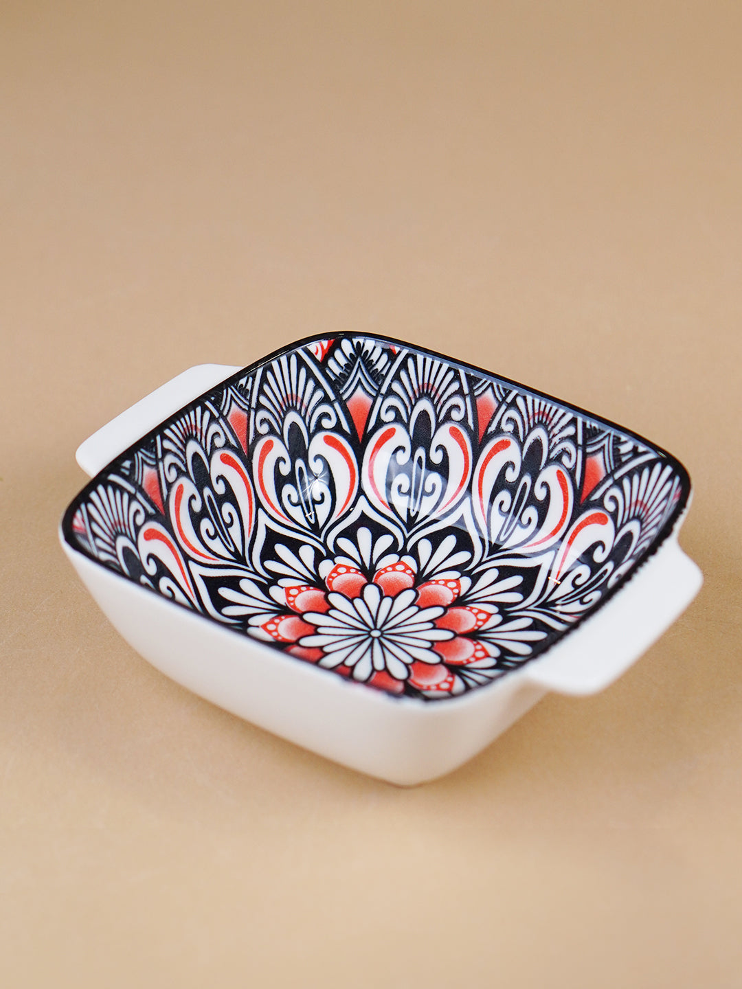 Black & Red Midnight Square Ceramic Bowls Set of 2