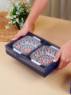 Black & Red Midnight Square Ceramic Bowls Set of 2