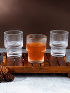 Ribbed Glasses with Stacked Ring Base | Set of 6