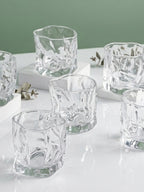 Irregular Wave Sculpted Clear Glasses Design - Set of 6