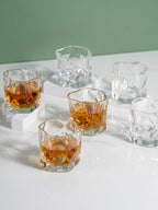 Irregular Wave Sculpted Clear Glasses Design - Set of 6
