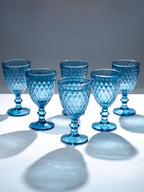 Vintage-Style Diamond Cut Glass Goblet - Set of 6
