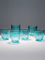 Aqua Green Textured Glasses with Rippled Design | Set of 6