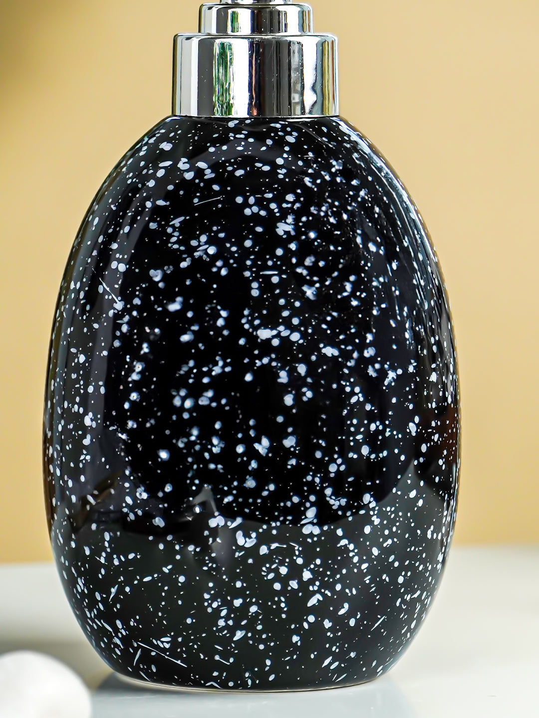 Black Glossy Speckled Ceramic Soap Dispenser Secondary image