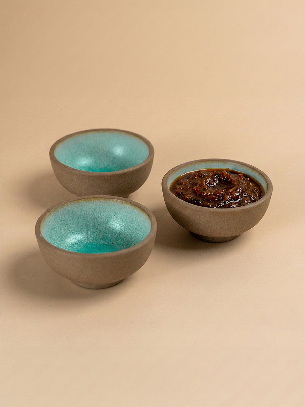 Artisanal Two-Tone Ceramic Dip Bowl Set