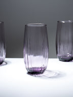 Lilac-Tint Ribbed Tall Glasses - Set of 6