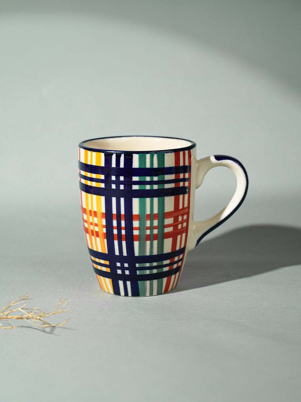 Multicolor Plaid Ceramic Mug