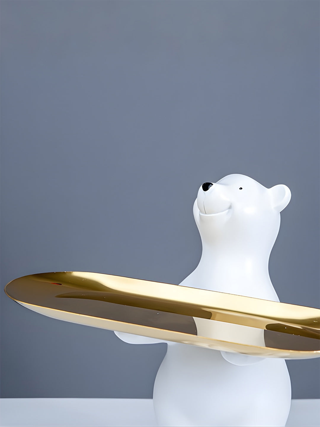 White Polar Bear Decorative Tray with Gold Plate Secondary image