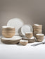 Modern Beige & White Rustic Ceramic Dinner Set of 28