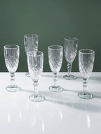 Diamond-Embossed Champagne Flutes - Set of 6