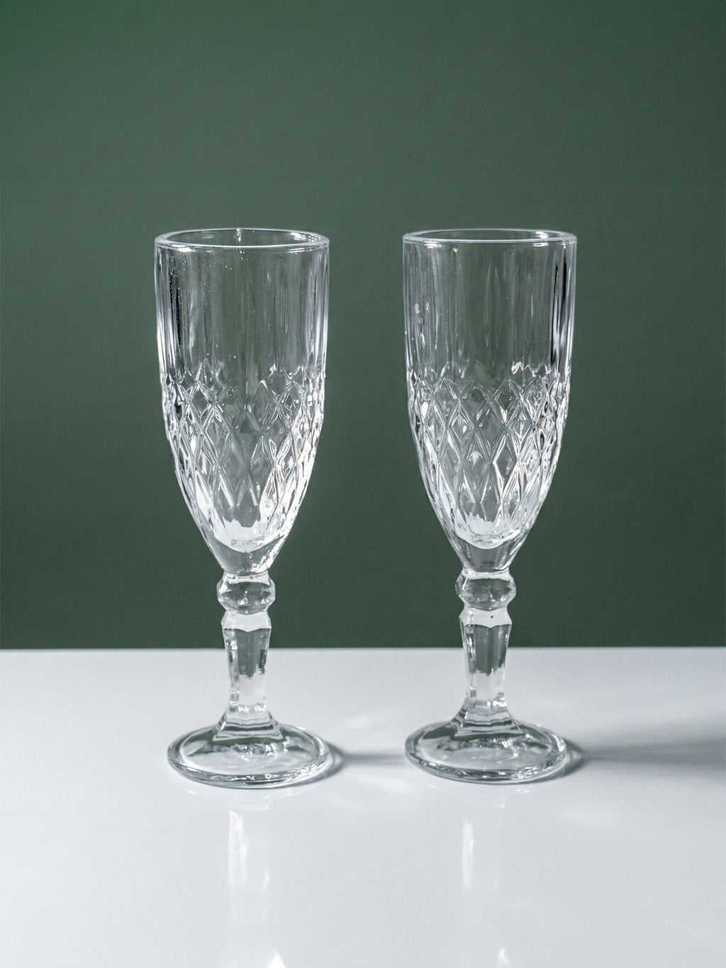 Diamond-Embossed Champagne Flutes - Set of 6