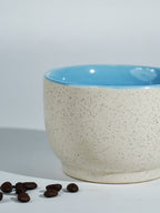 Cappuccino Cup in Light Blue Ceramic with White Exterior