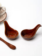 Unique Spoon-Shaped Ceramic Dip Bowls