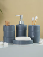 Matte Gray Textured Ceramic Bathroom Set of 4