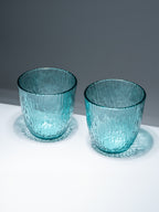 Aqua Green Textured Glasses with Rippled Design | Set of 6
