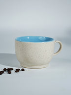 Cappuccino Cup in Light Blue Ceramic with White Exterior