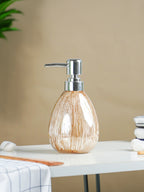 Beige Streaked Glass Soap Dispenser