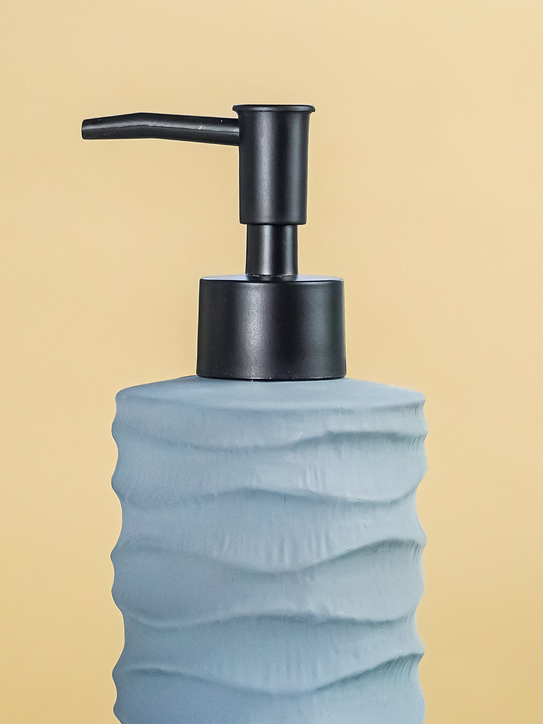 Matte Gray Ripple Ceramic Soap Dispenser