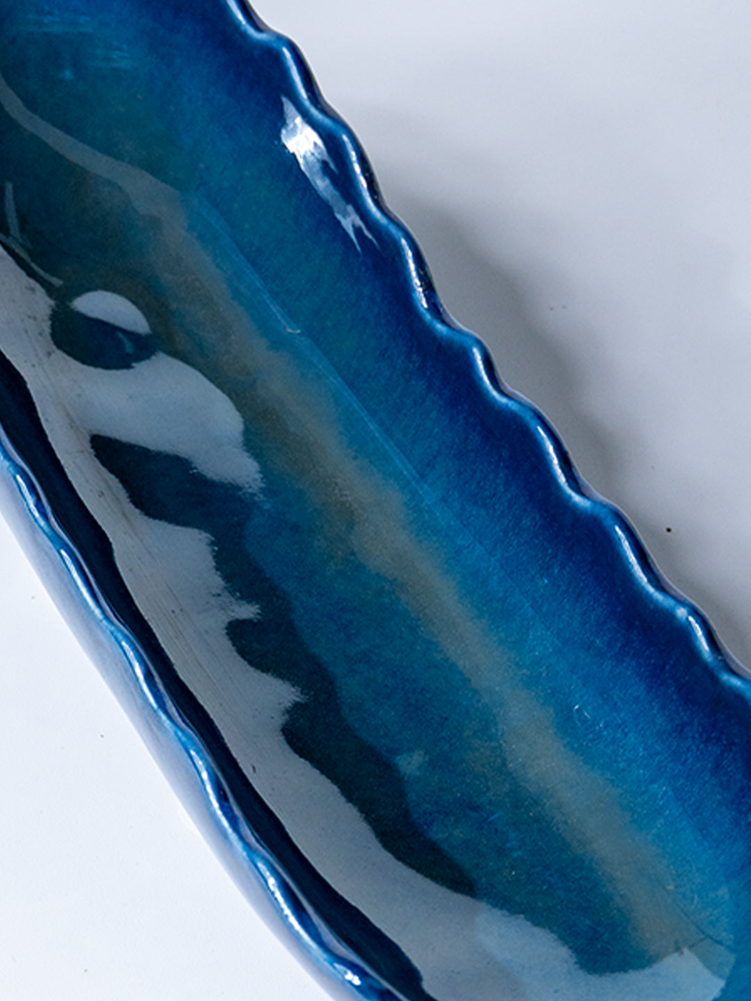 Vivid Blue Wavy Ceramic Platter