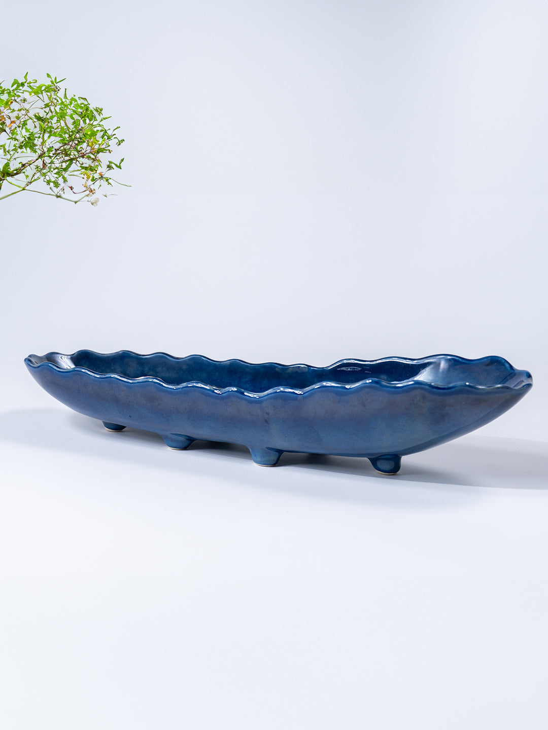 Vivid Blue Wavy Ceramic Platter Main image