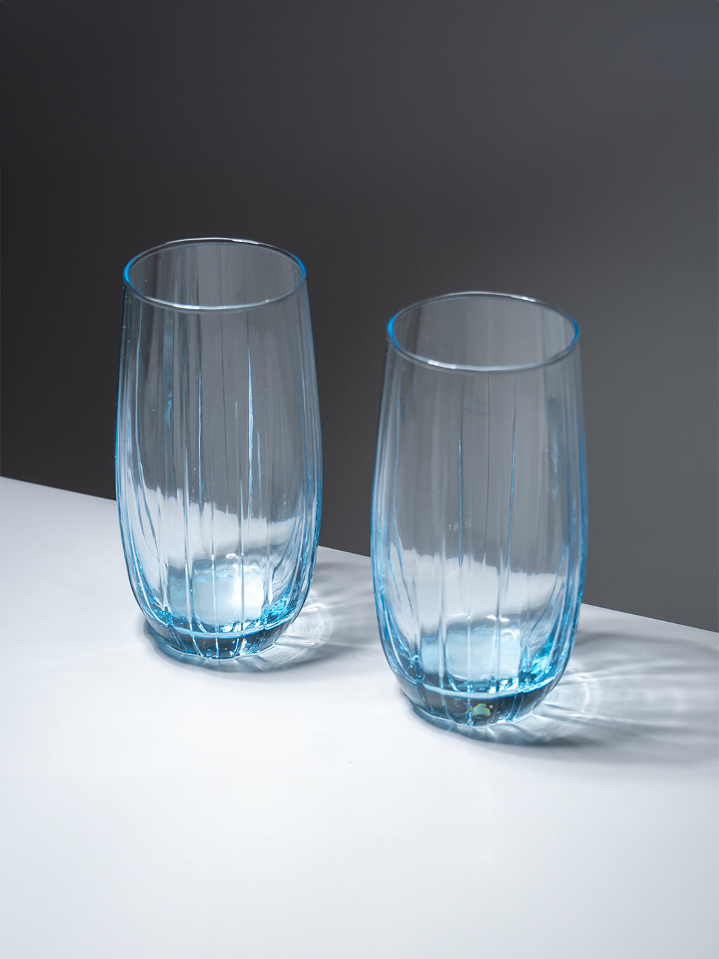 Ocean-Blue Textured Tall Glasses - Set of 6