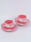 Pink with White Cloud Ceramic Cup and Saucer Set