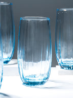 Ocean-Blue Textured Tall Glasses - Set of 6