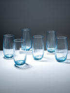 Ocean-Blue Textured Tall Glasses - Set of 6