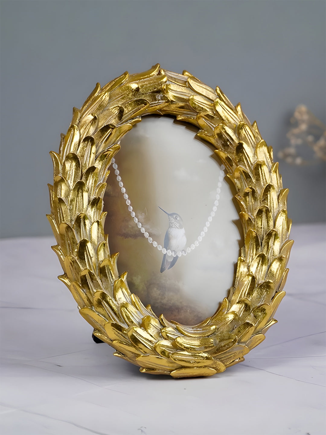 Gold Leaf Pattern Oval Photo Frame Secondary image