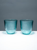 Aqua Green Textured Glasses with Rippled Design | Set of 6