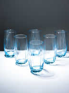 Ocean-Blue Textured Tall Glasses - Set of 6