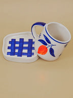 Blue & Orange Print Cup & Saucer
