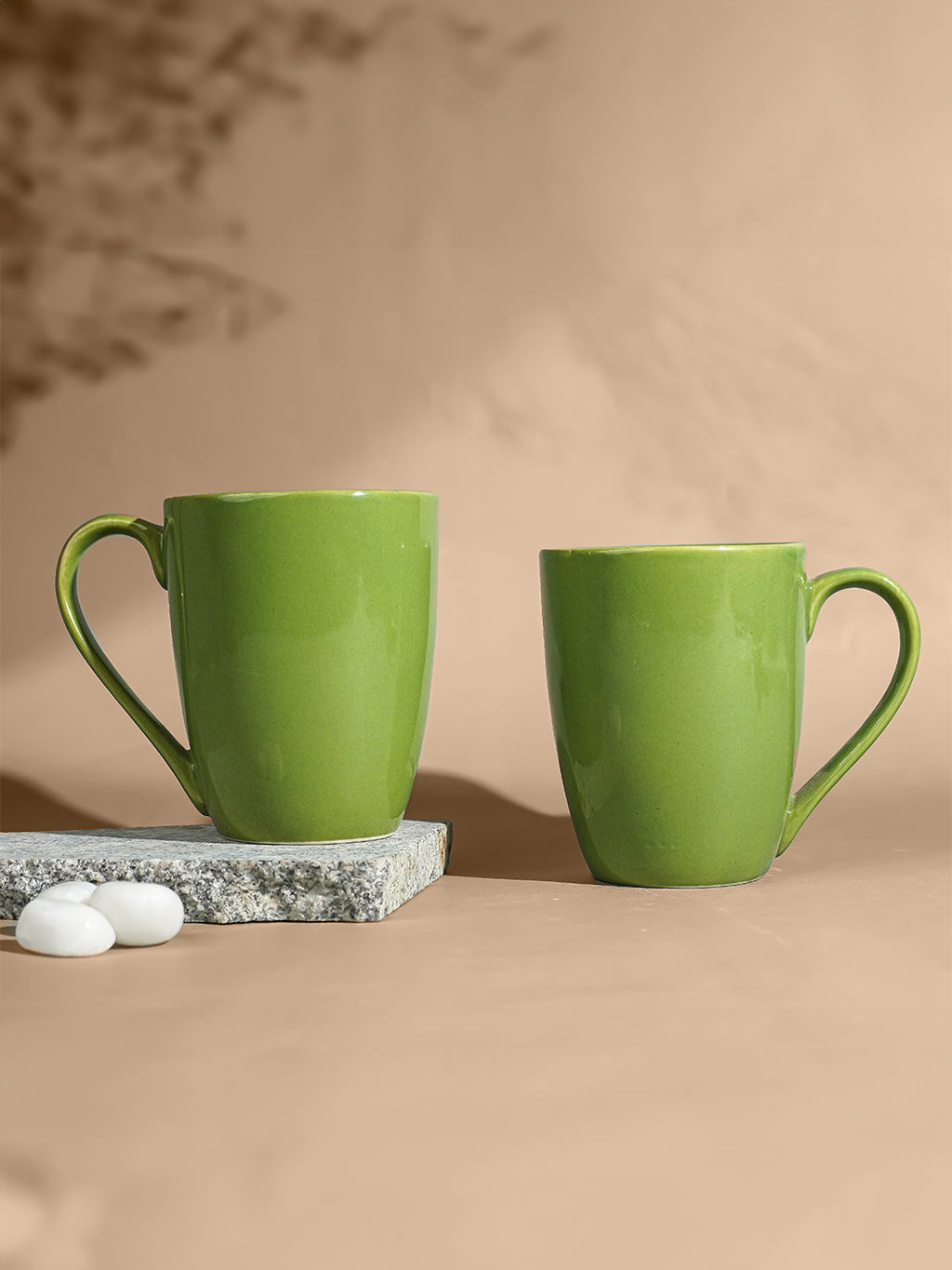 Green Ceramic Mug with Curved Handle