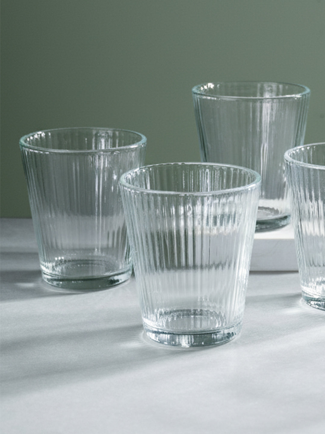 Clear Ribbed Glasses with Classic Textured Design | Set of 6 Secondary image
